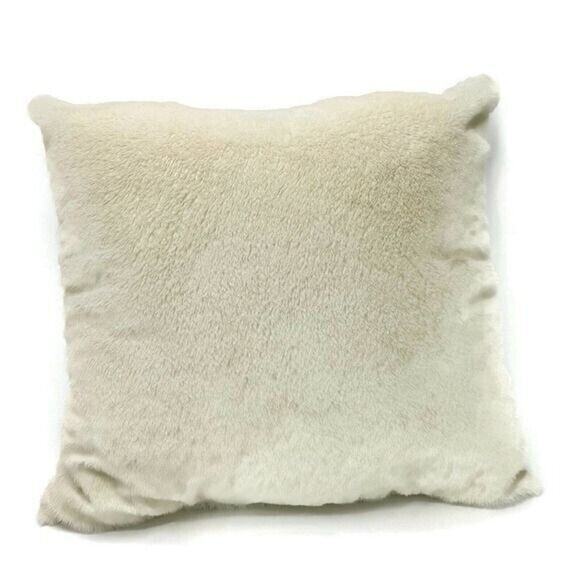 Allen and Roth Throw Pillow 15 x 14 x 8 Gold Silver White Faux Fur - Picture 2 of 4